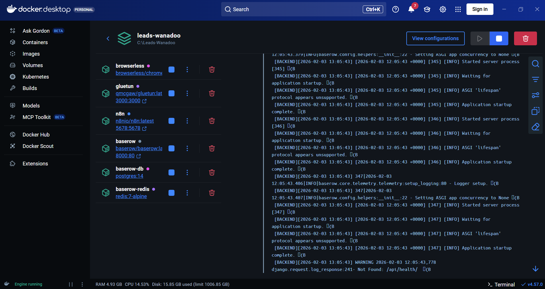 Capture d'écran du projet Leads Wanadoo